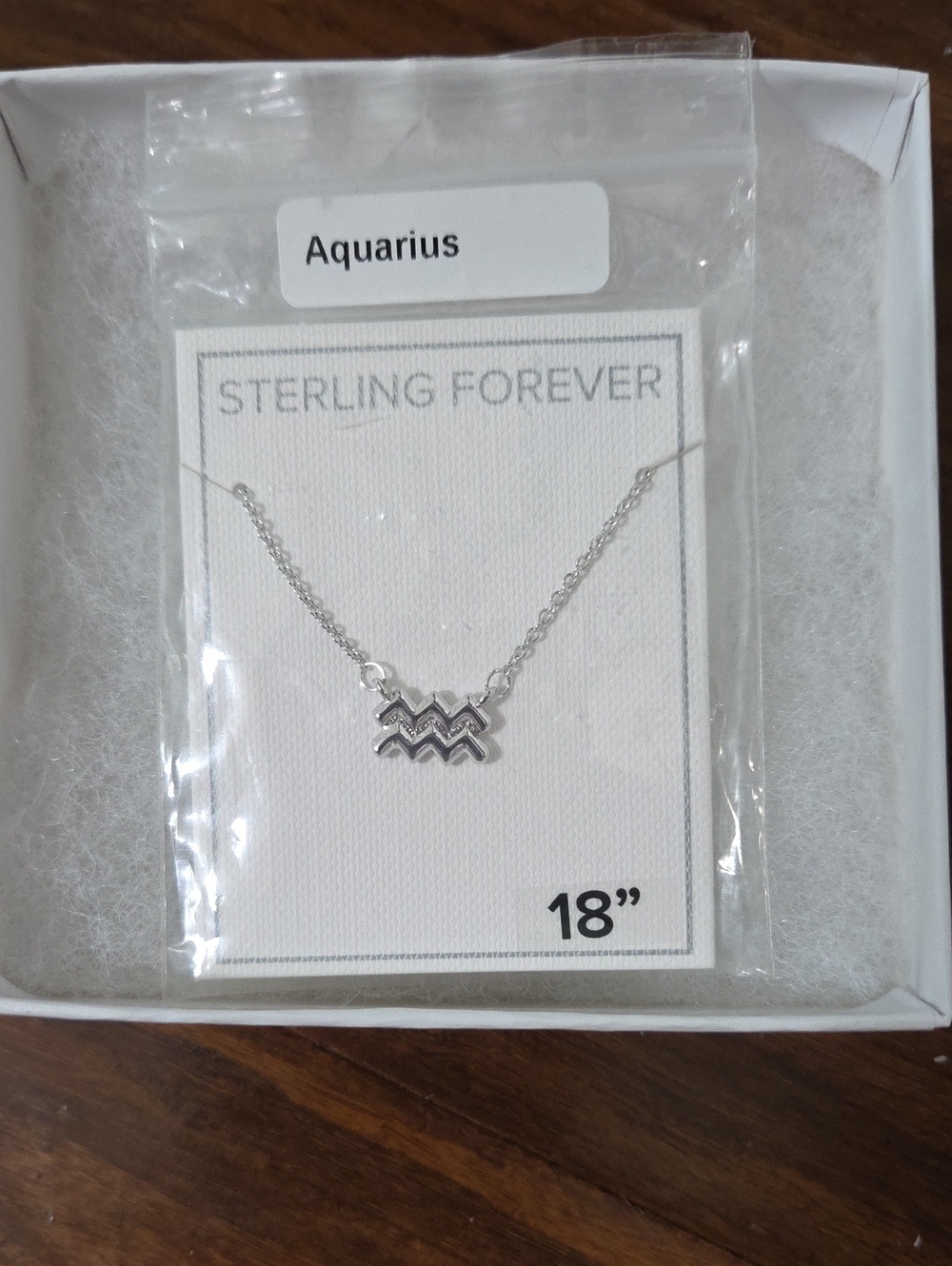 STERLING FOREVER SILVER AQUARIUS ZODIAC SIGN NECKLACE 18"